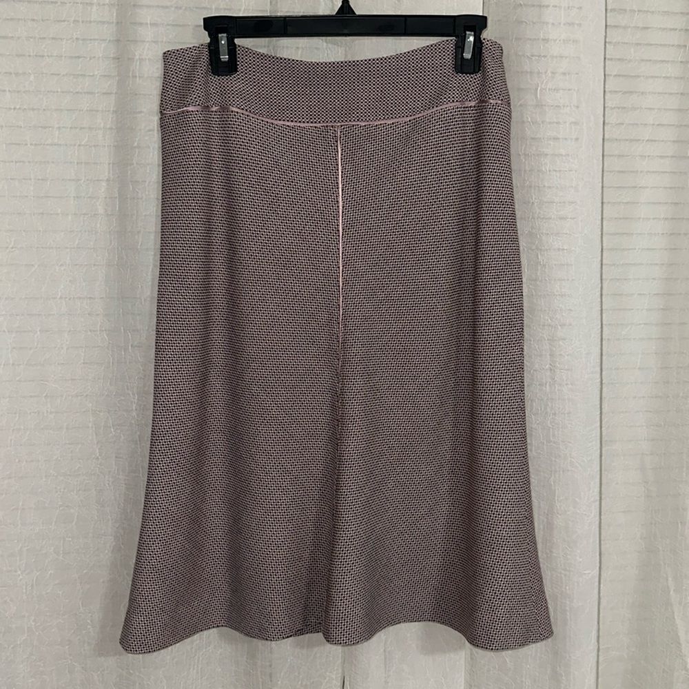 Ann Taylor 8 Burgundy Mauve Pink Wool Blend Satin Trim Fitted A-Line Skirt